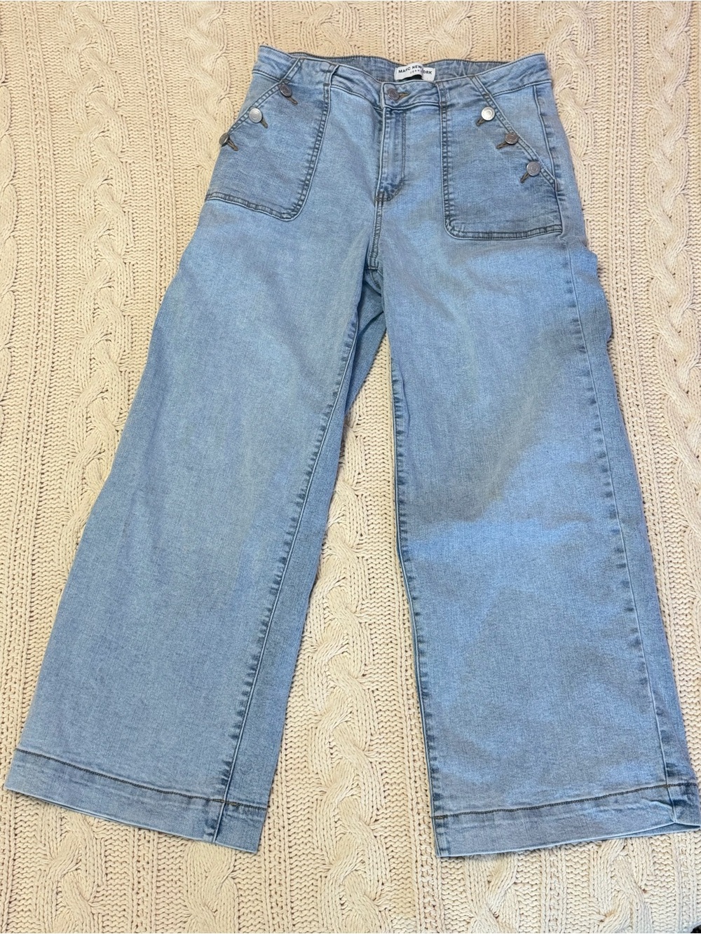 Marc New York Light Blue Wide-Leg Jeans with Front Patch Pockets size 12p